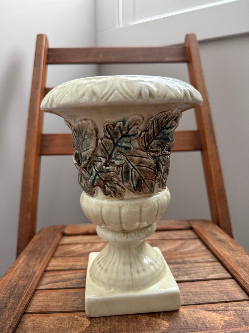 Vintage Napco Floral Pedestal Urn Planter